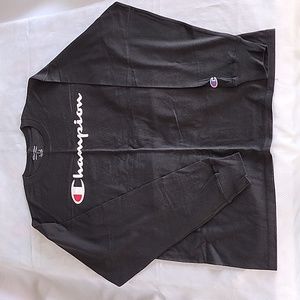 Men's Champion long sleeve tshirt, black with white logo, sz XL.